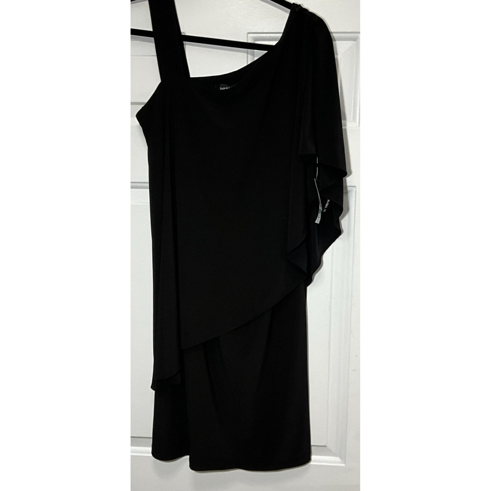 R & M Richard's Knee Length Sexy One Strap Black Dress Size 8
